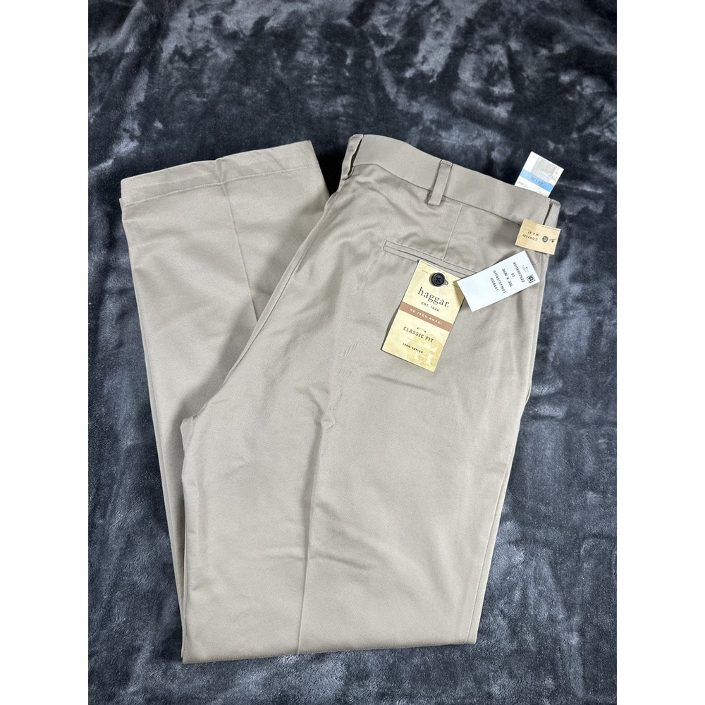 NWT Haggar No Iron Khaki Clasdic Fit Pants 36x30
